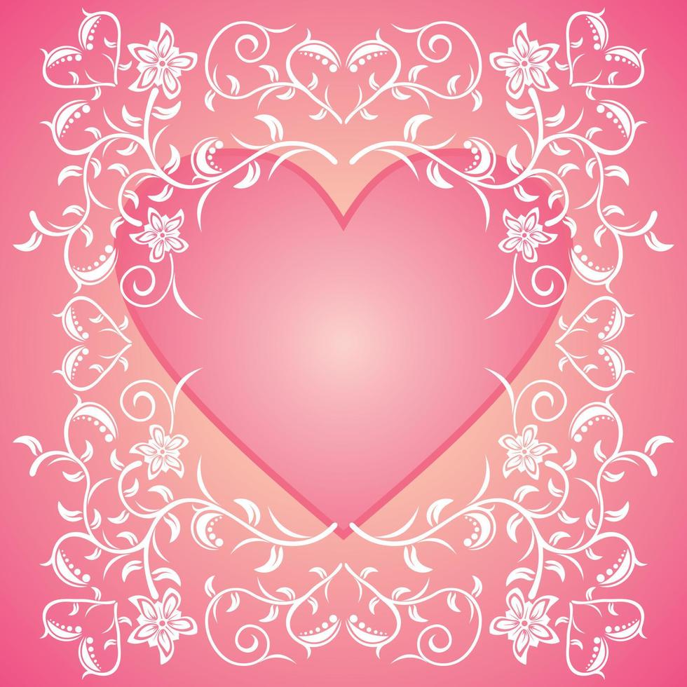 tarjeta de fondo rosa del día de san valentín con flores vector