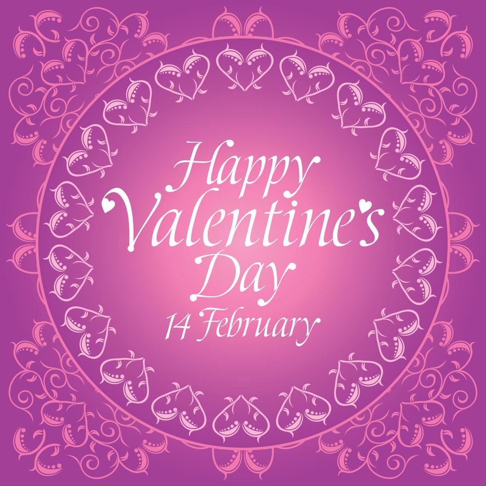 Purple Happy Valentines day background card vector