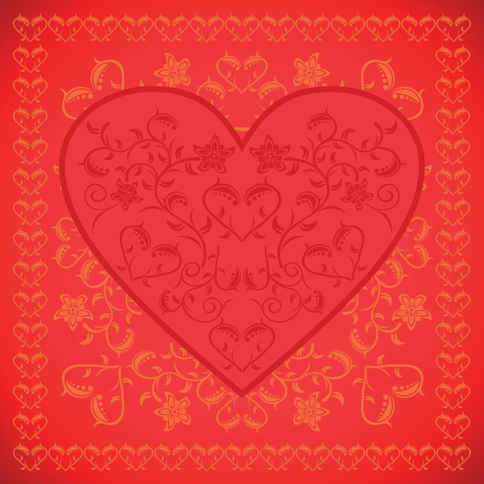 Red  Valentines day background card with flowers vector