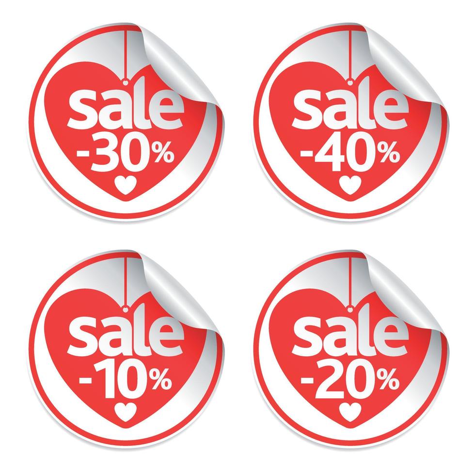 Heart stickers set,red vector