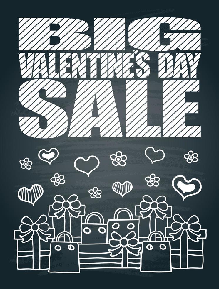 Big Valentine's Day Sale chalkboard card vector