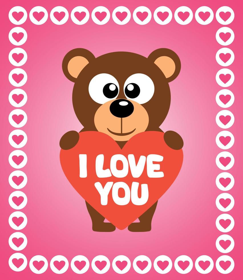 Valentine's Day background card with bear vector