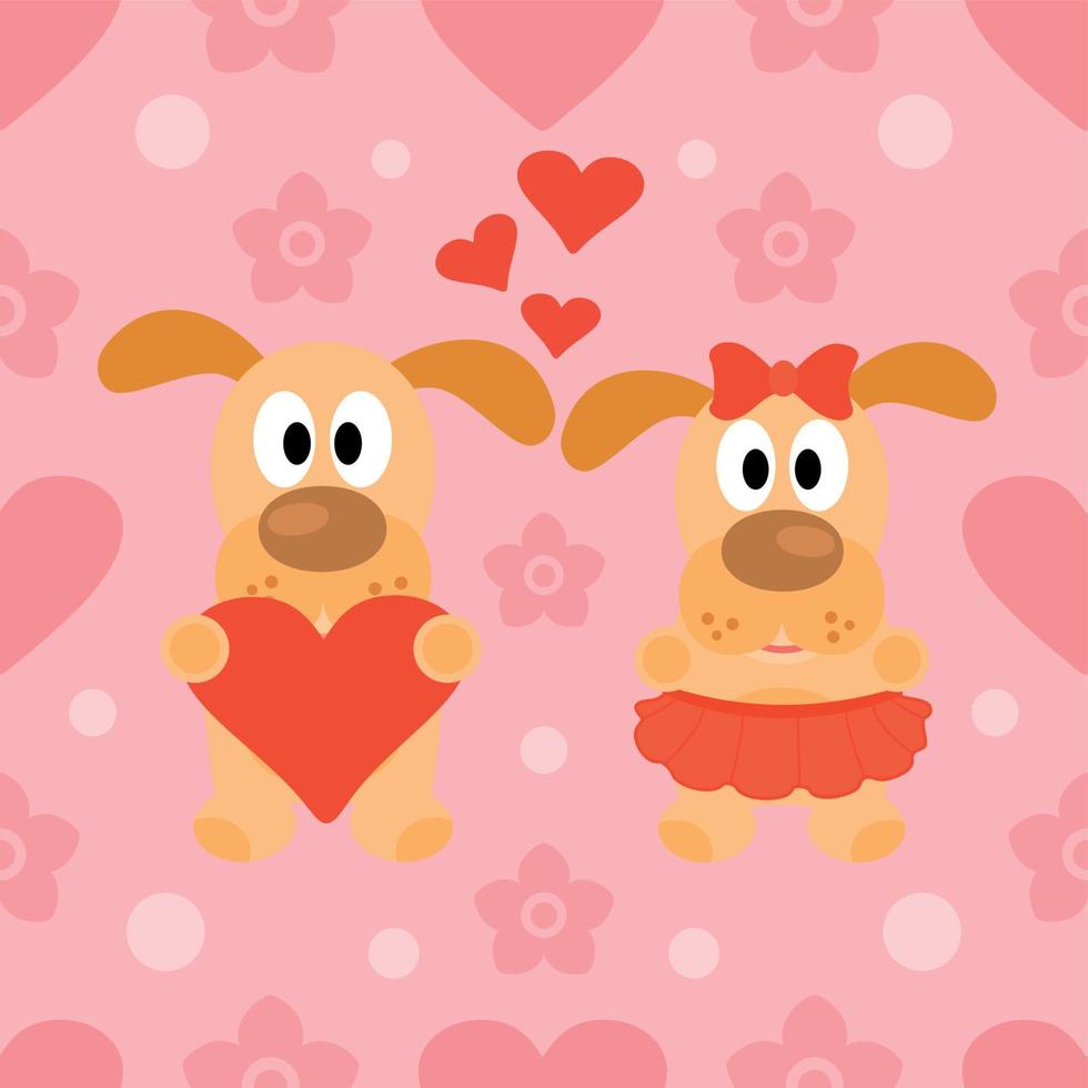Valentines day seamless background card with dog vector