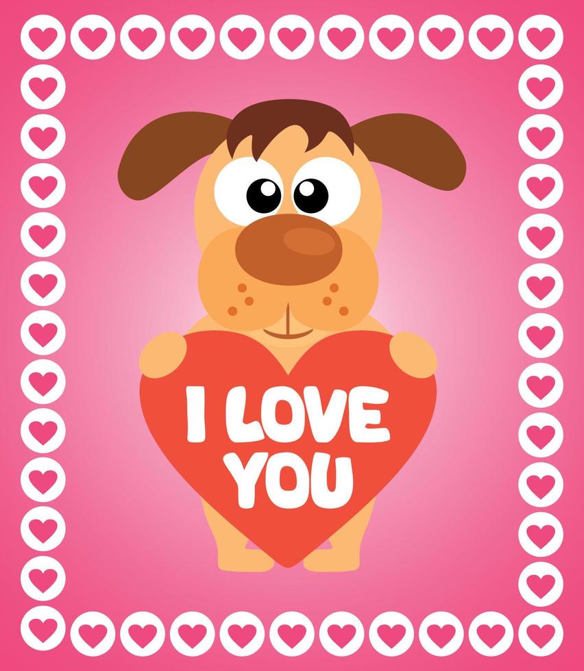 Valentine's Day background card with dog vector