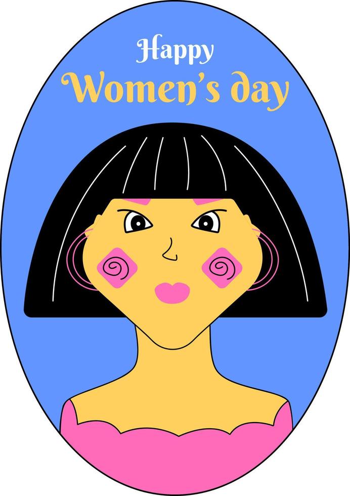 Hand drawn multicolored greeting card forv international women's day vector