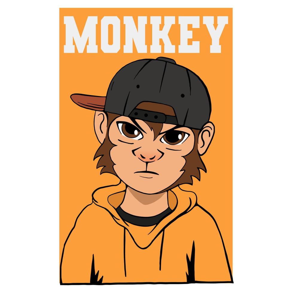 monkey tshirt design isolated brown background vector