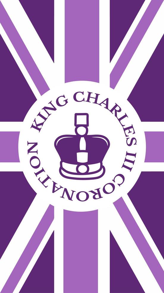 Poster for King Charles III Coronation with British flag vector illustration.