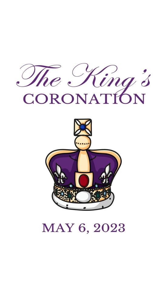 Poster for King Charles III Coronation with British flag vector illustration.