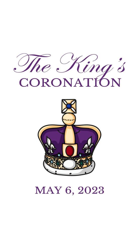 Poster for King Charles III Coronation with British flag vector illustration.