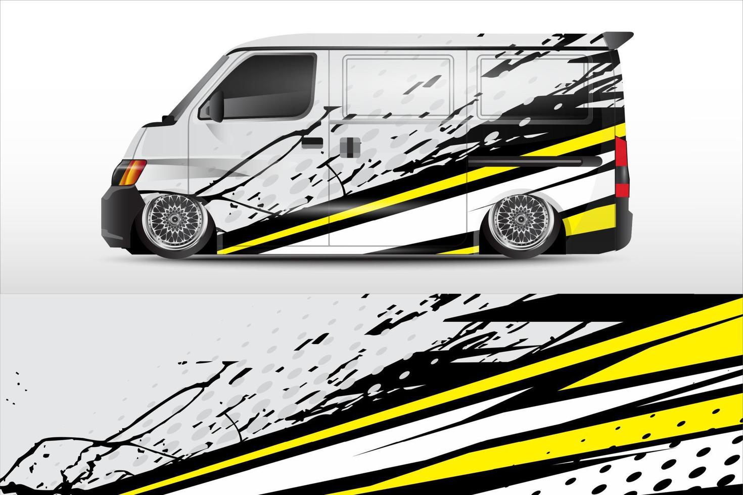 racing car wrap design for vehicle vinyl stickers and automotive company sticker livery vector