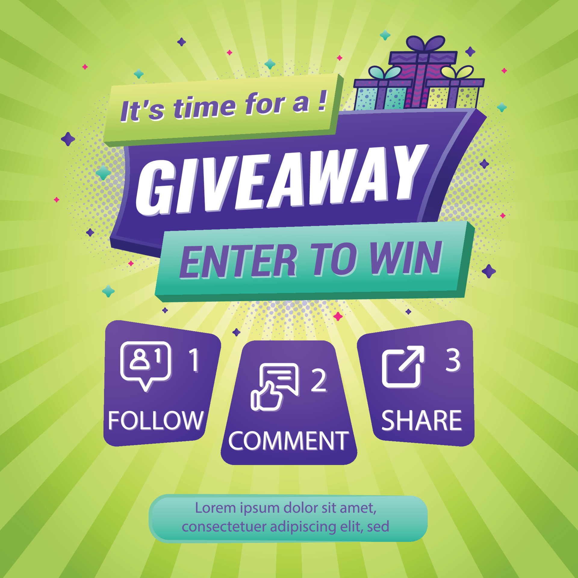 Giveaway Contest for Social Media Feed. Template Giveaway Prize