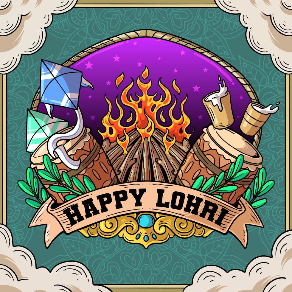 Happy Lohri Celebration Concept vector