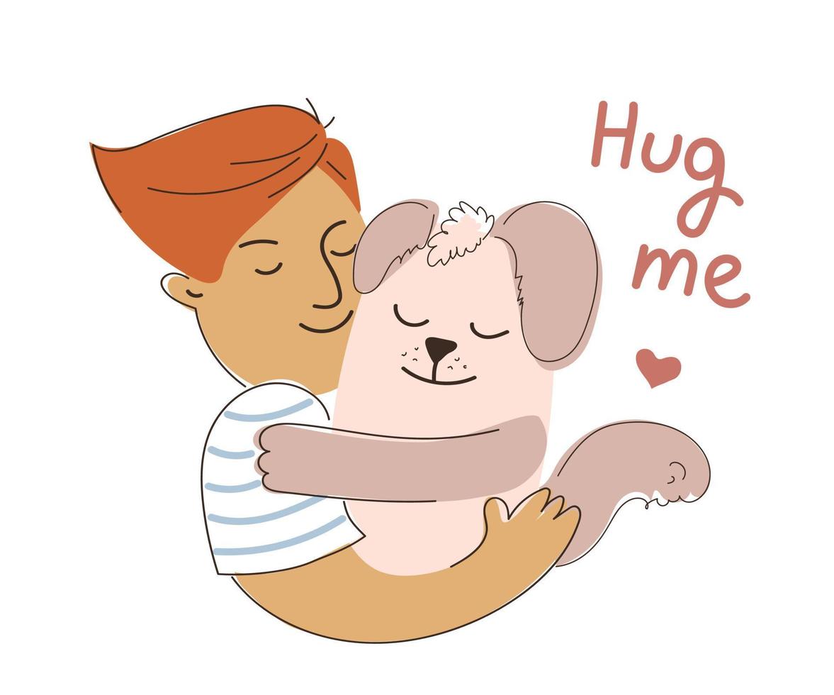 World hugging day. Hug your friend. Vector illustration, character ...