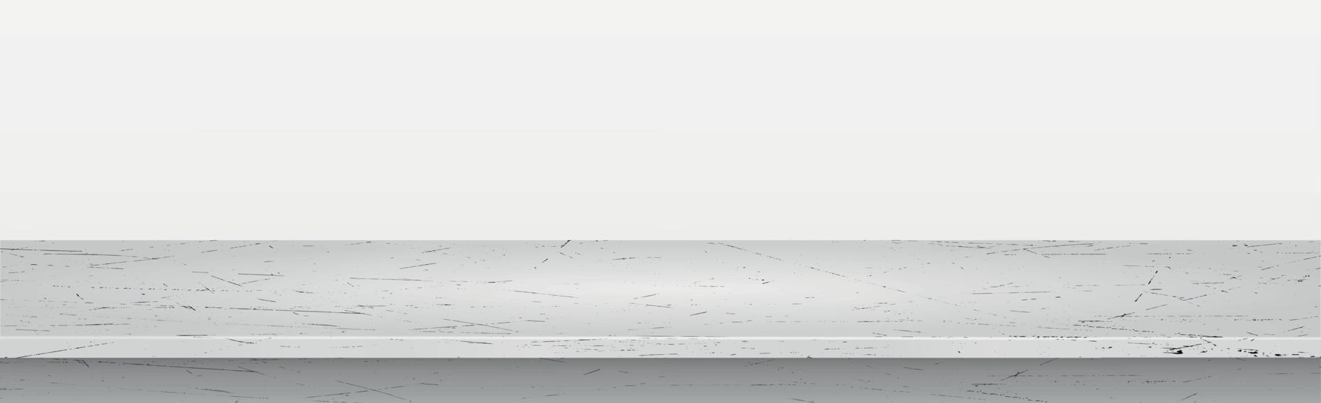 Gray concrete stone countertop on white panoramic background, promotional web template - Vector