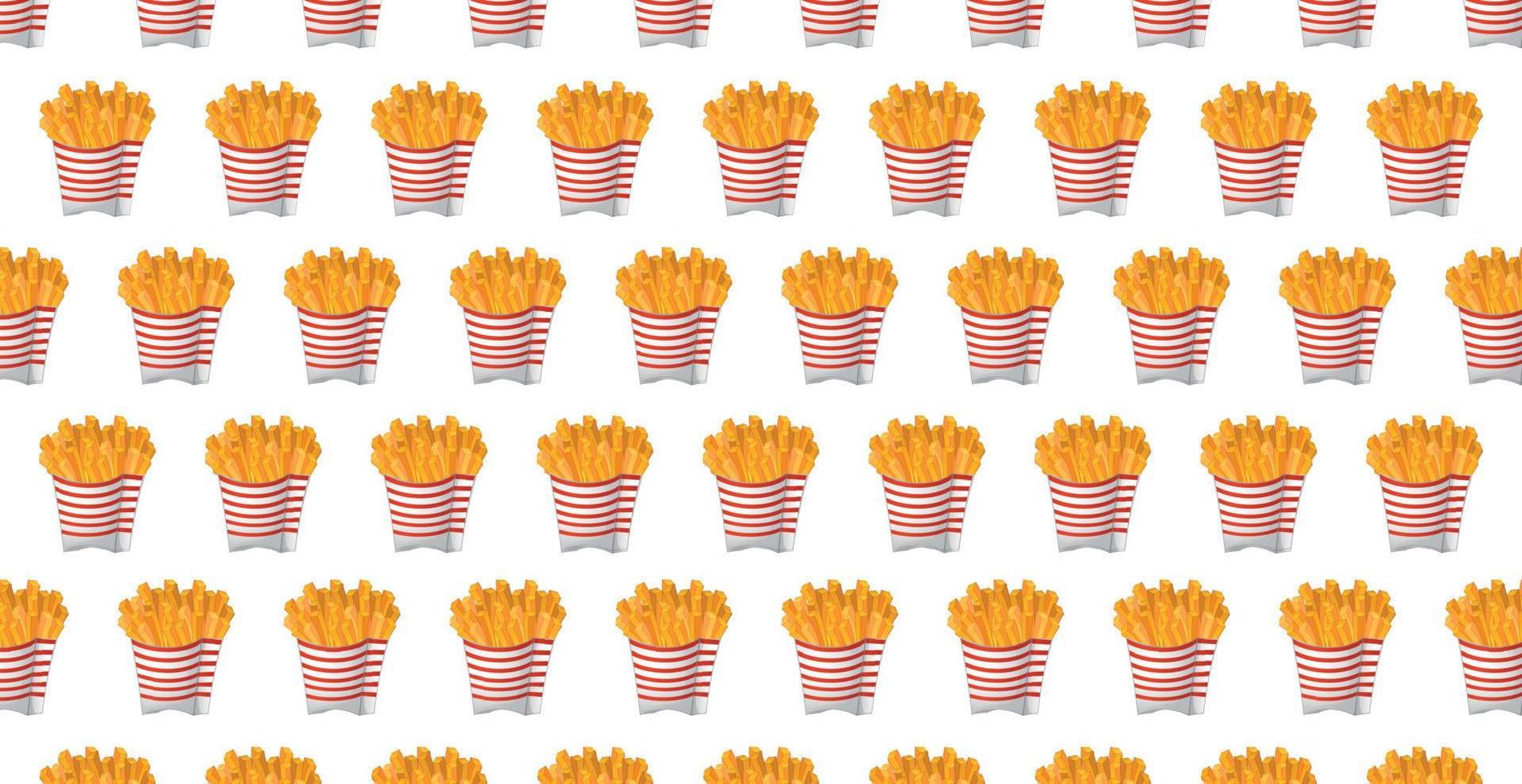 Panoramic pattern packaging with french fries on a white background - Vector