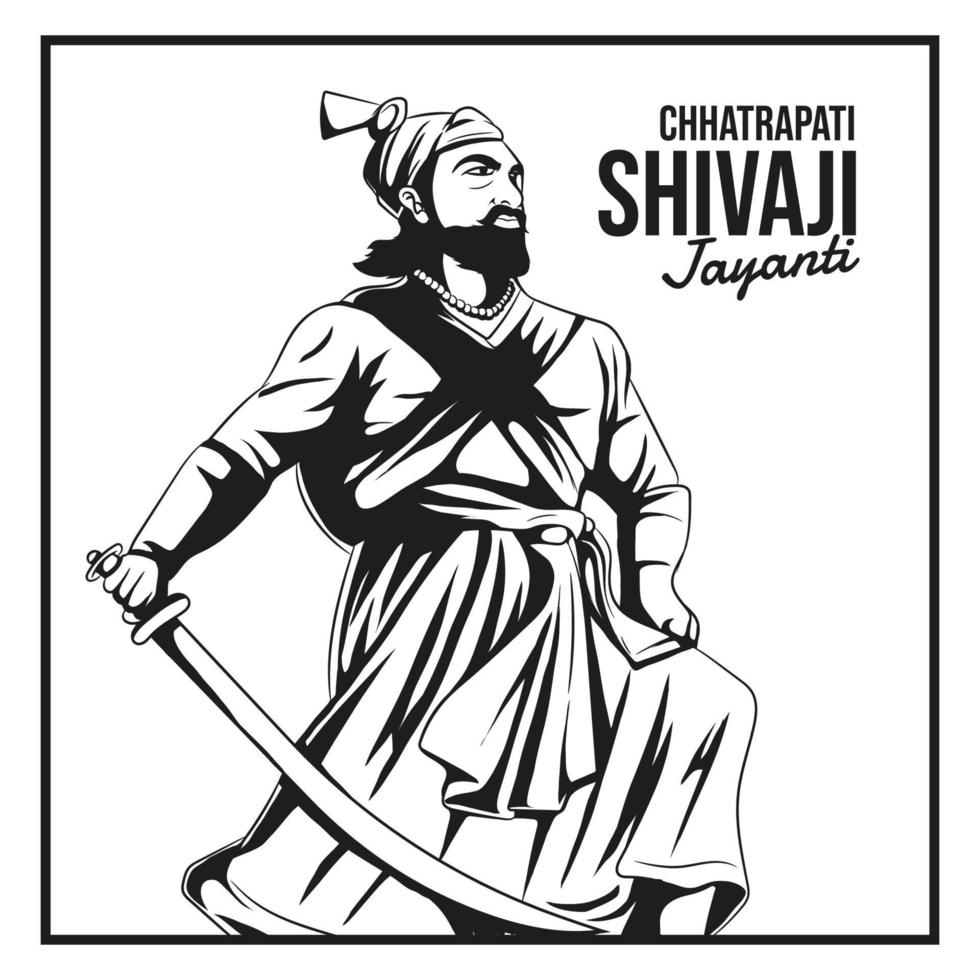Sketch of Chhatrapati Shivaji Maharaj Jayanti, Indian Maratha warrior king vector