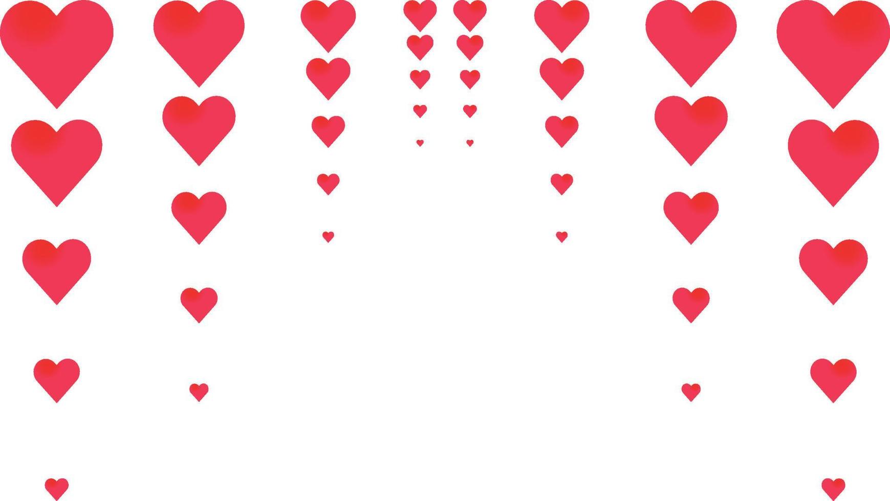 Design of red hearts falling vertically on a white background vector