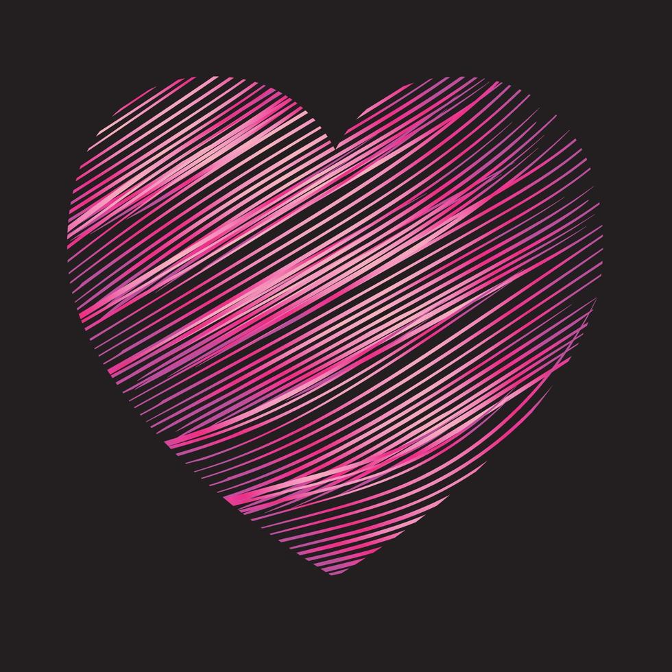 Heart of red strokes on a black background vector