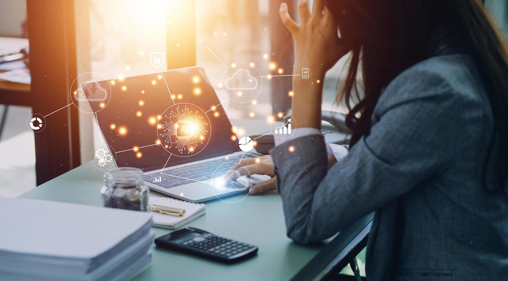 Digital transformation technology strategy, IoT, internet of things. transformation of ideas and the adoption of technology in business in the digital age, enhancing global business capabilities. Ai photo