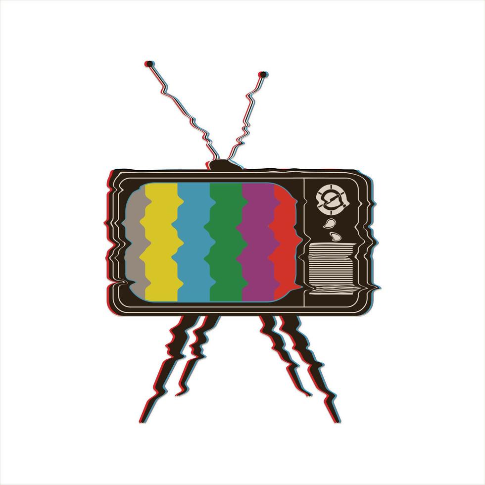 broken blurred old television vector