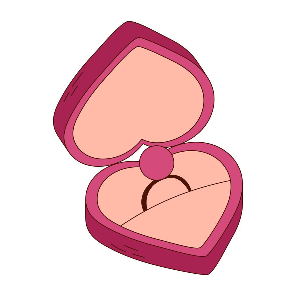 caja de anillo dibujada a mano para el día de san valentín. elementos de diseño para carteles, tarjetas de felicitación, pancartas e invitaciones. vector