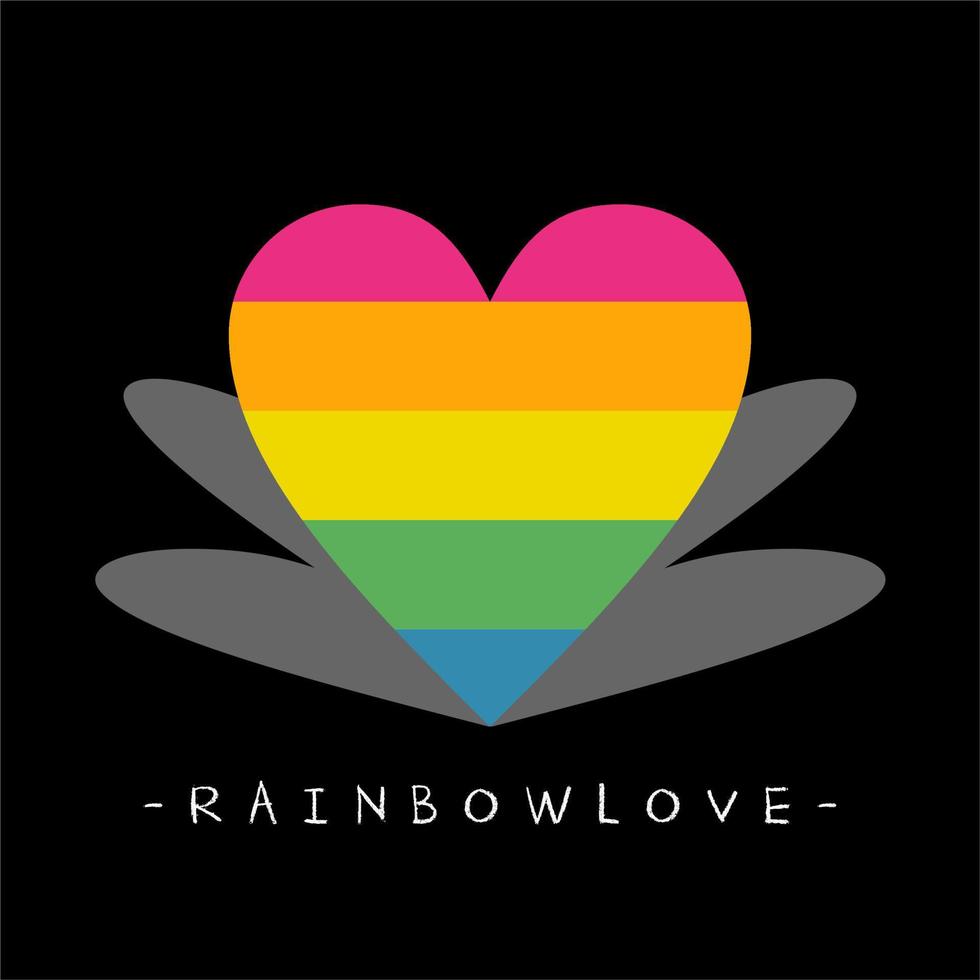 illustration vector of love icon with rainbow color