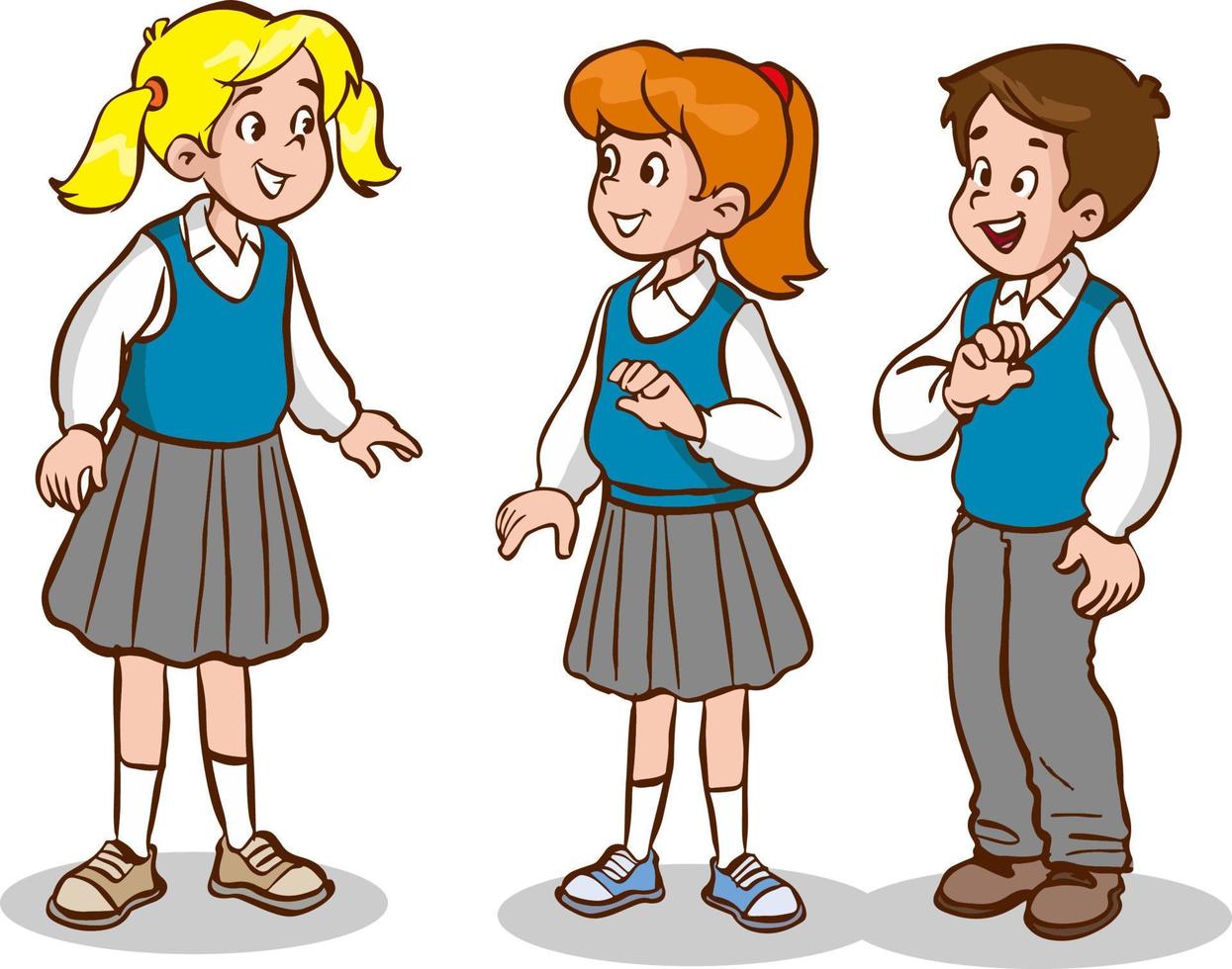 standing speaking students cartoon vector