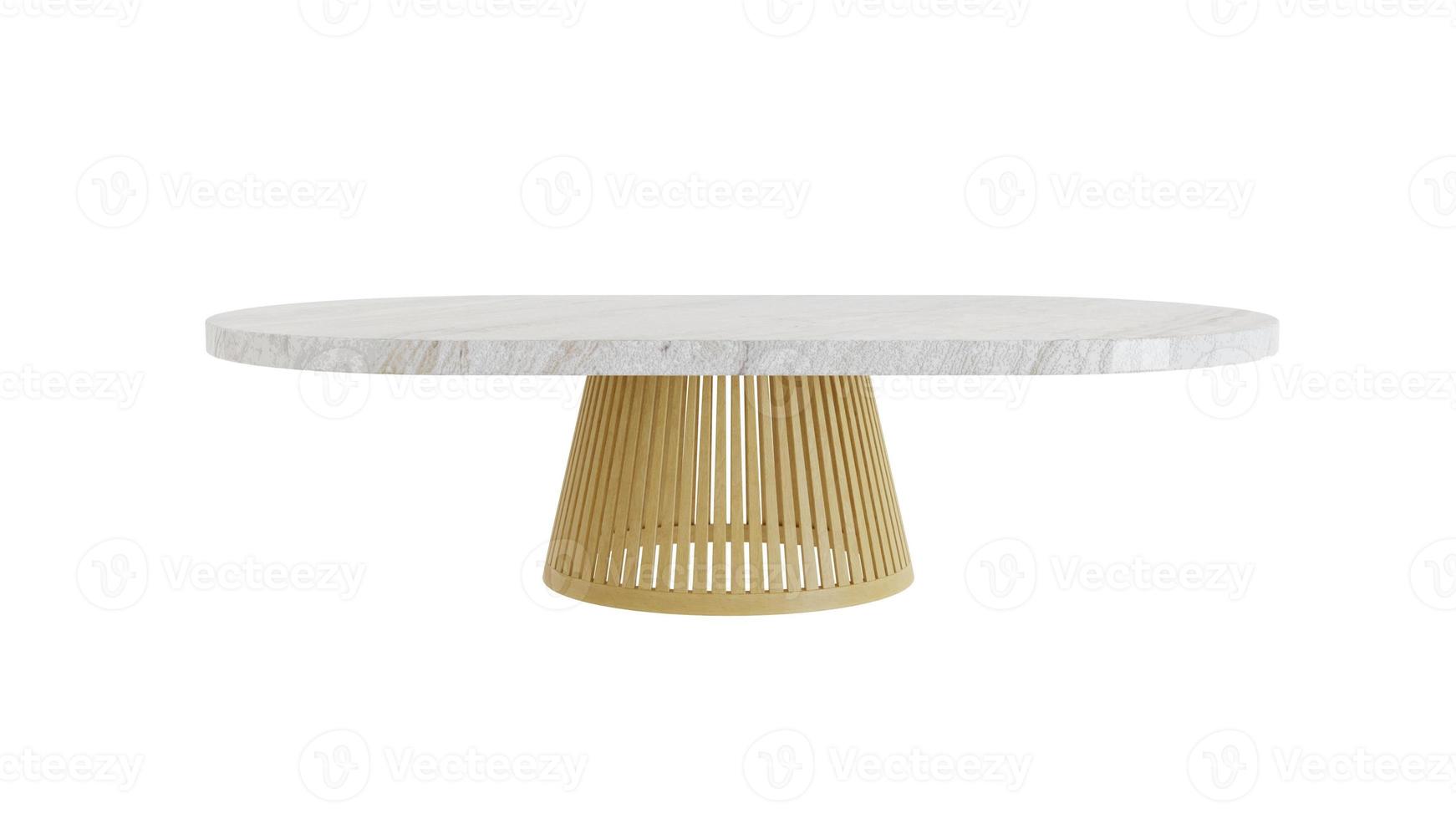 3D rendering Dining Table White Marble Circle, Single Table on W photo