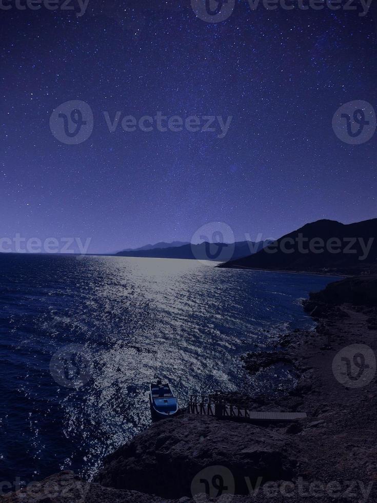 Scenic view of ocean view and mountains at sunset in Sinai, Egypt photo