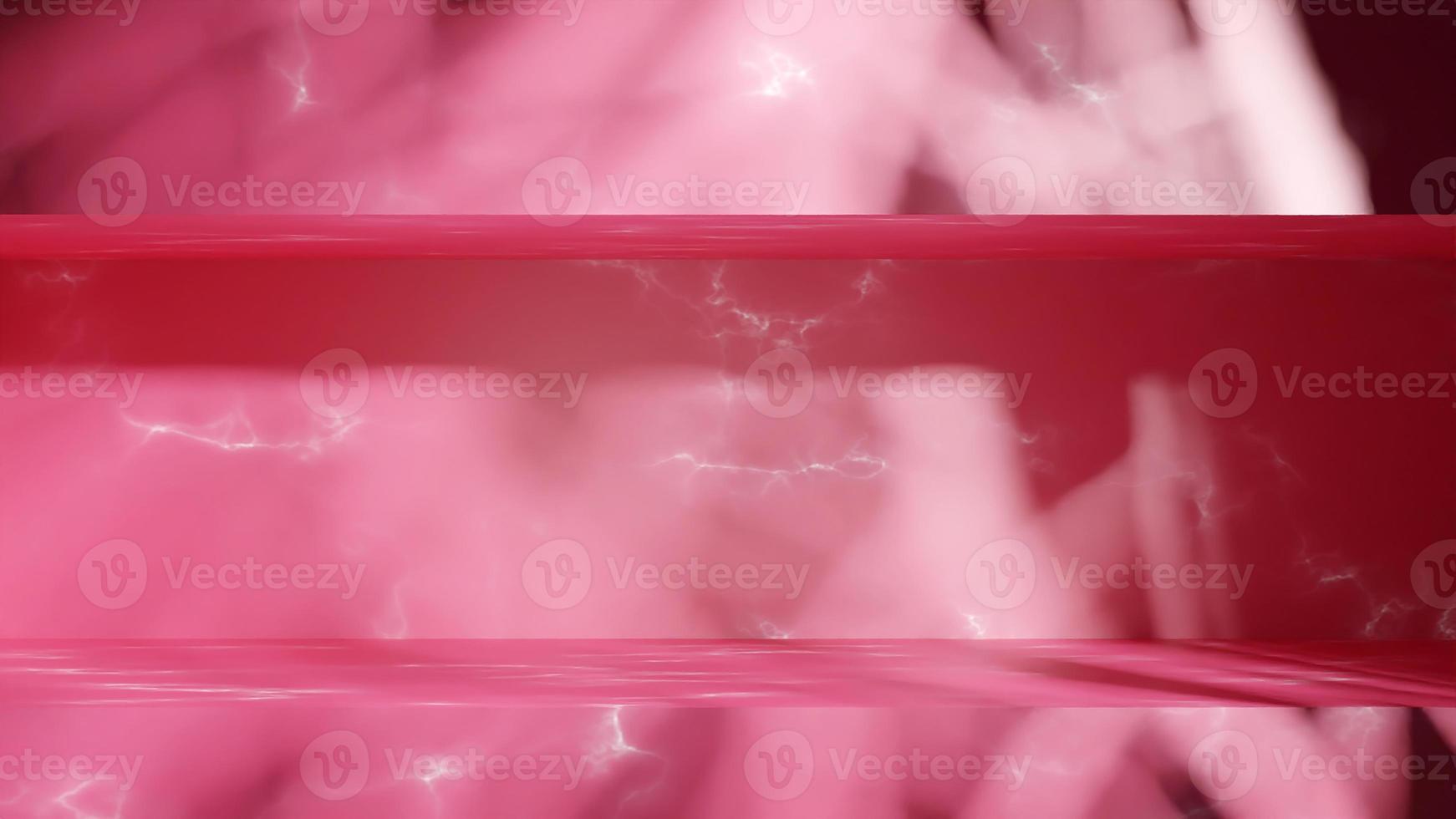 3d render pink marble podium with gobo light effect. Stone textured platform for beauty product showcase. Luxury showroom emty for mockup photo