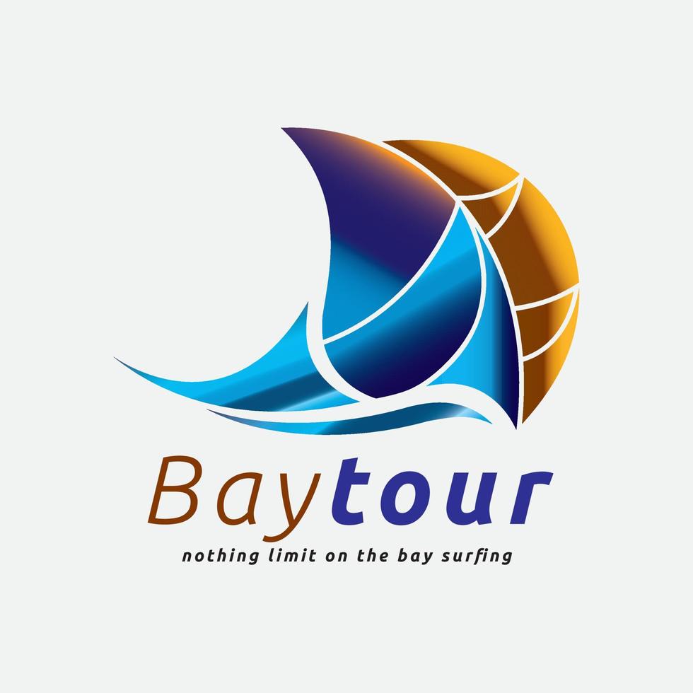 logotipo de la aventura del tour marítimo de la bahía vector