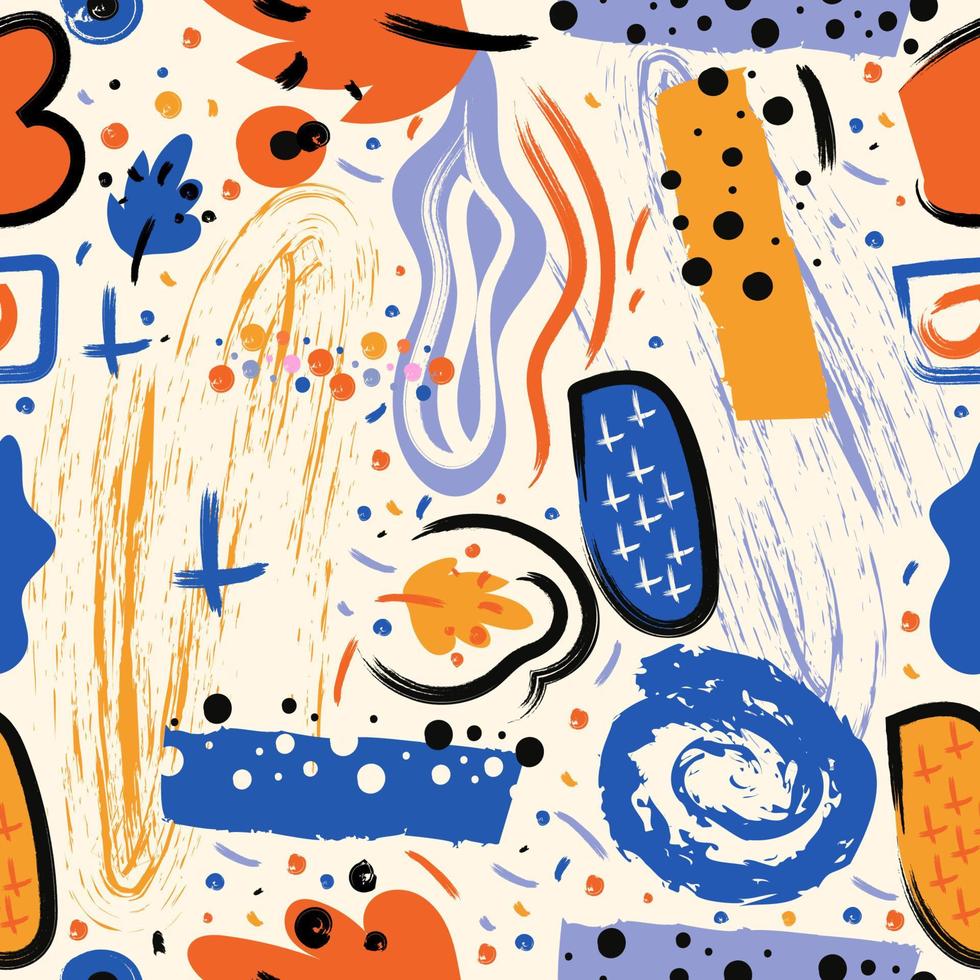 Art Seamless Pattern With Light Colorful Brush vector