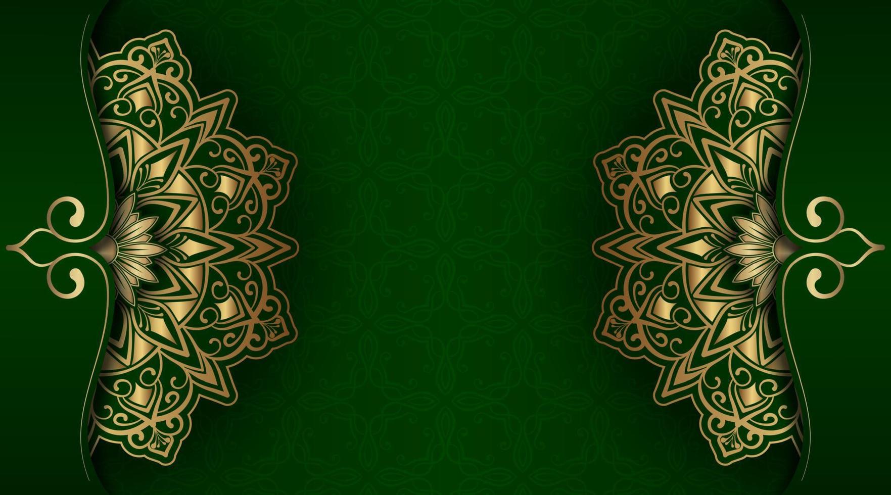 Green luxury background  with mandala ornament vector