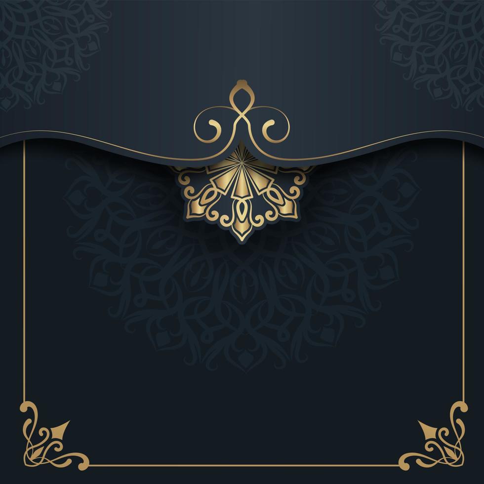 Gray background with golden mandala ornament vector
