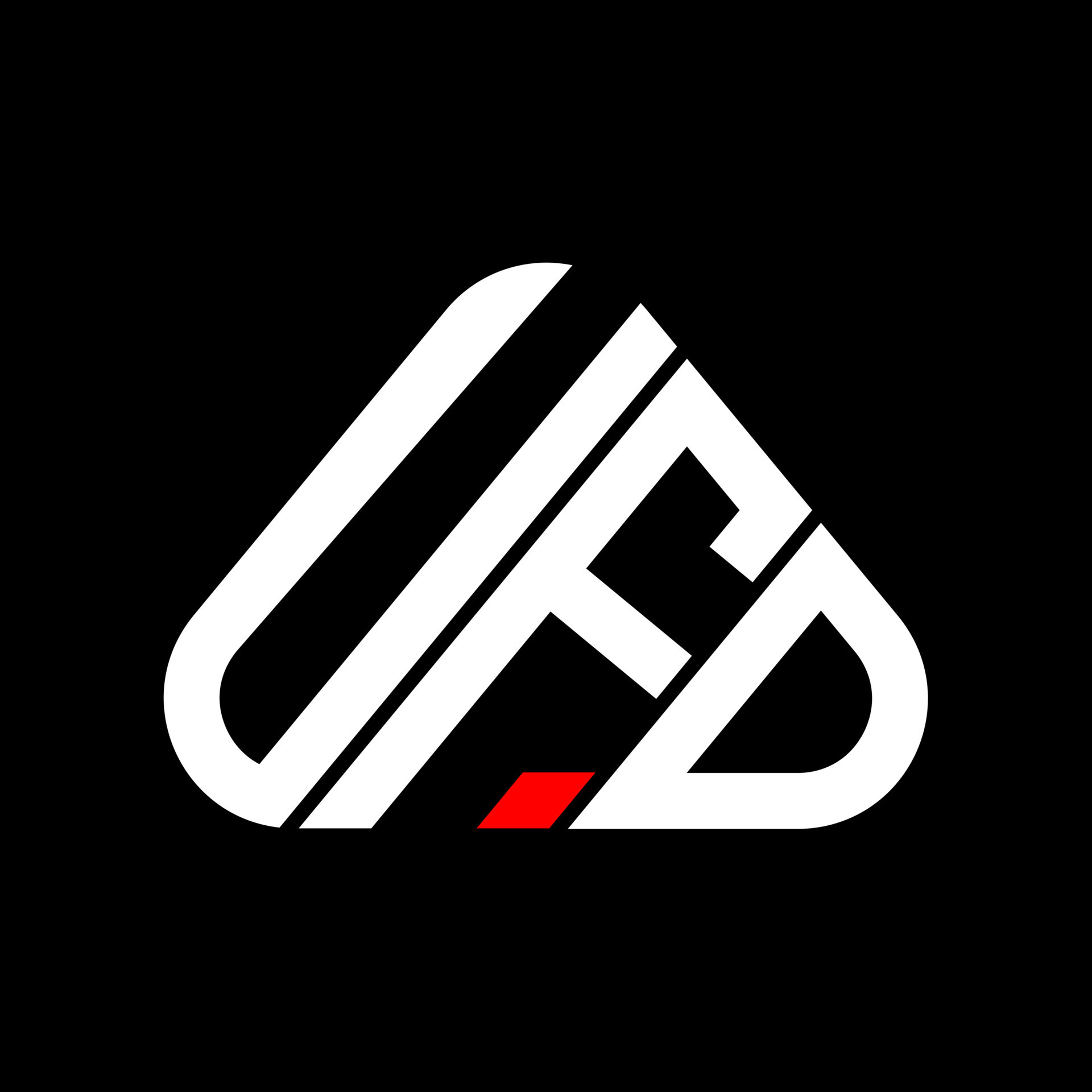 diseño creativo del logotipo de la letra ufd con gráfico vectorial