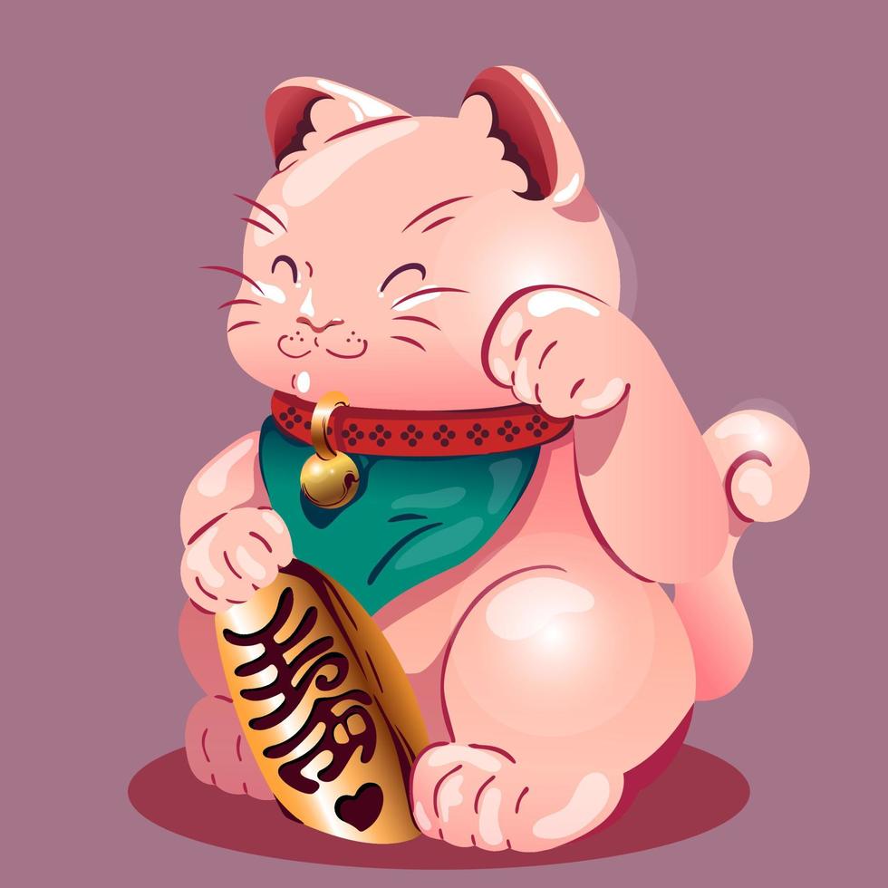 linda ilustración de vector de maneki neko