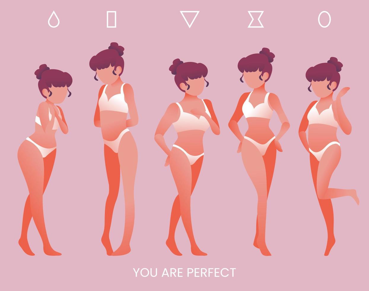 girls with different body types vector