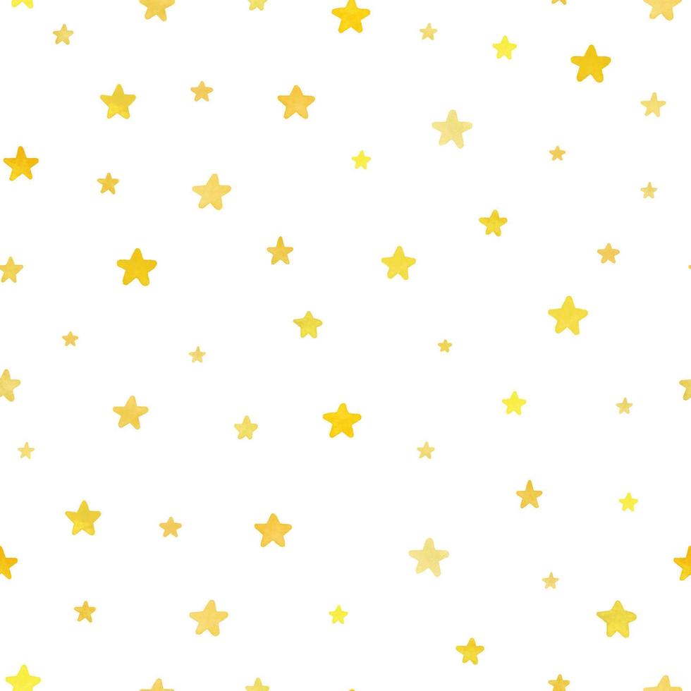 Watercolor vector seamless pattern with yellow stars. Backdrop pattern for design, paper, fabric.