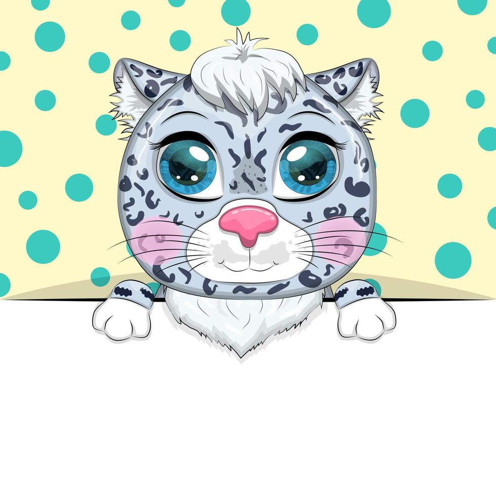 Greeting card cute cartoon animal holding a poster with place for text vector