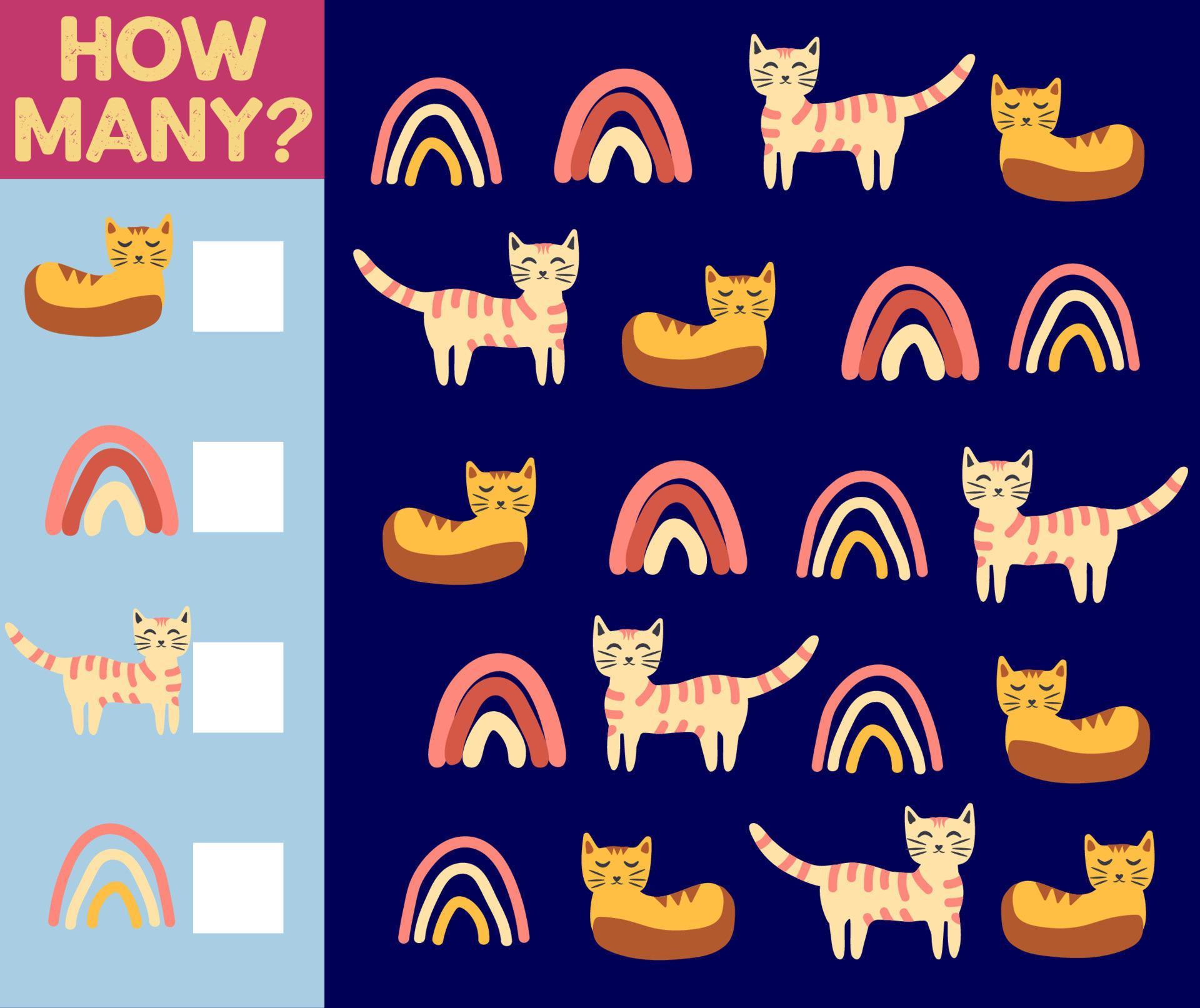 How many Cat, game for children. printable worksheet 17077786 Vector