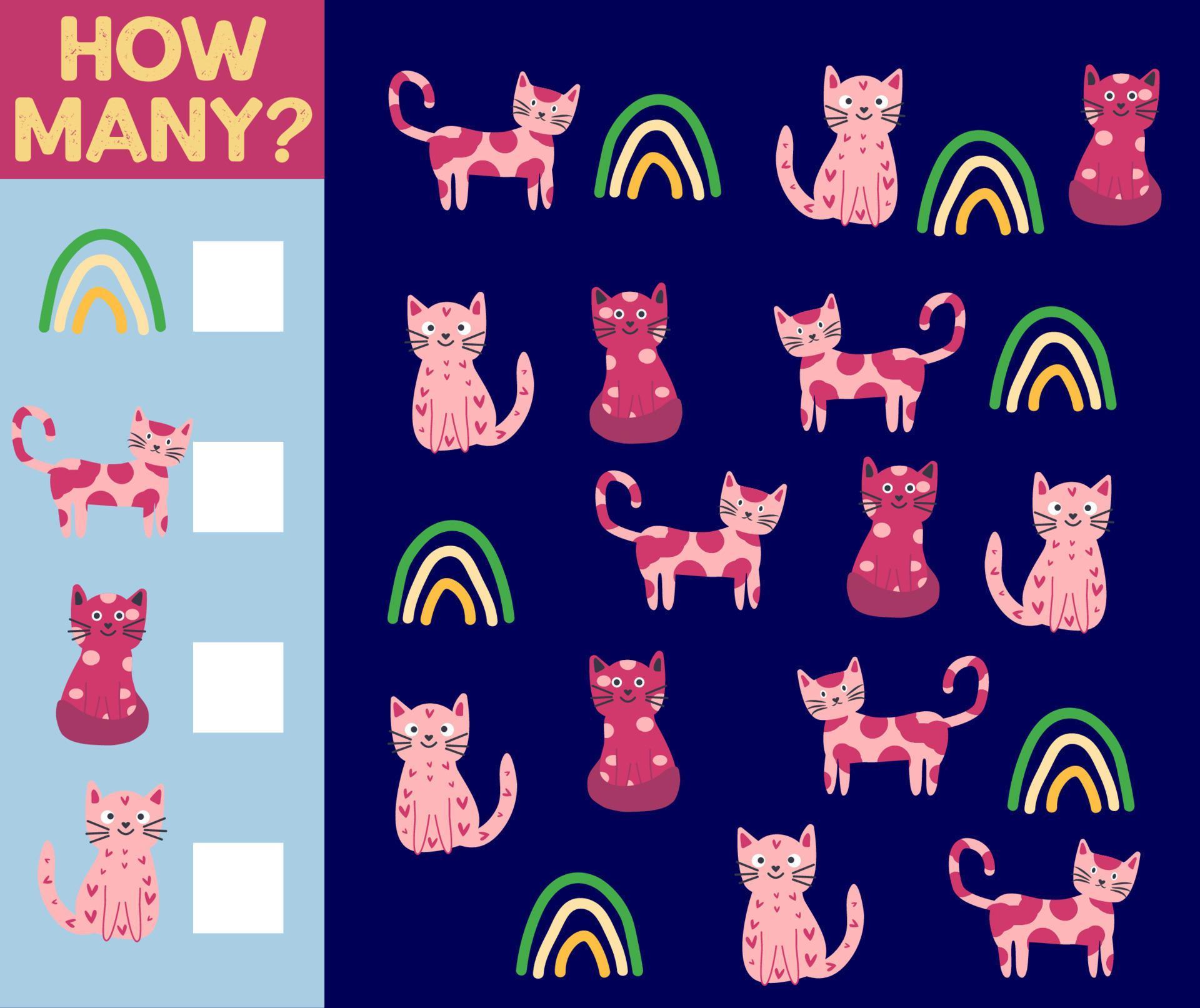How many Cat, game for children. printable worksheet 17077791 Vector