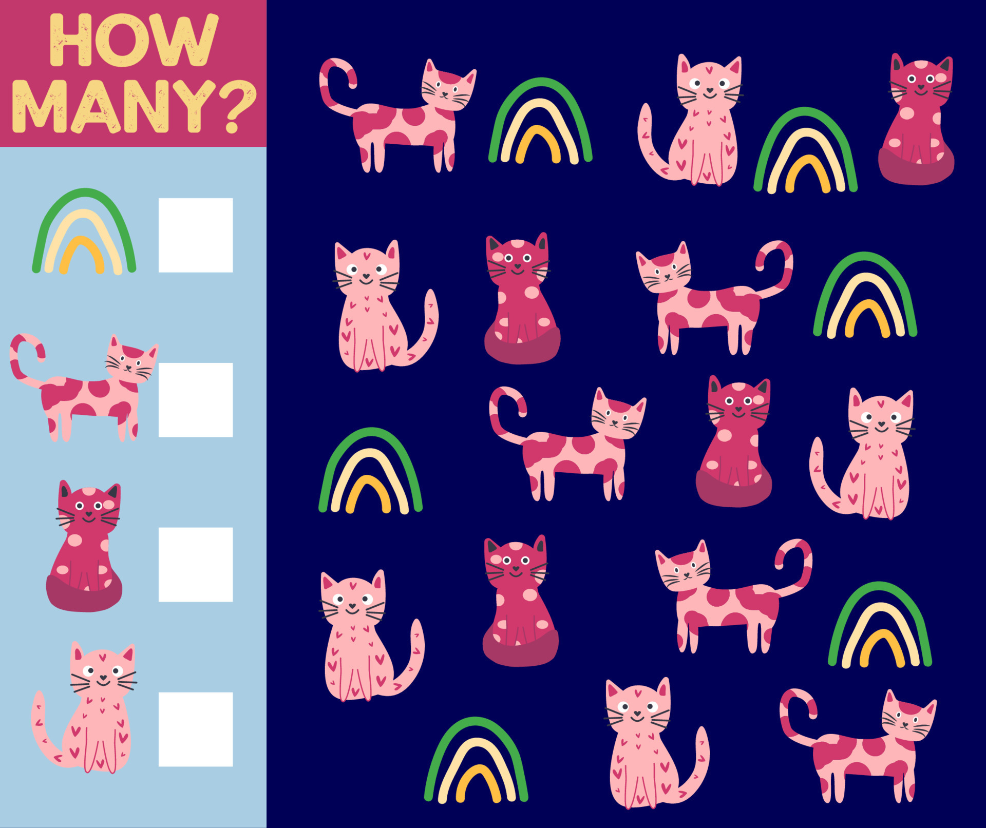 How Many Cat Game For Children Printable Worksheet 17077791 Vector how-many-cat-game-for-children-printable-worksheet-17077791-vector