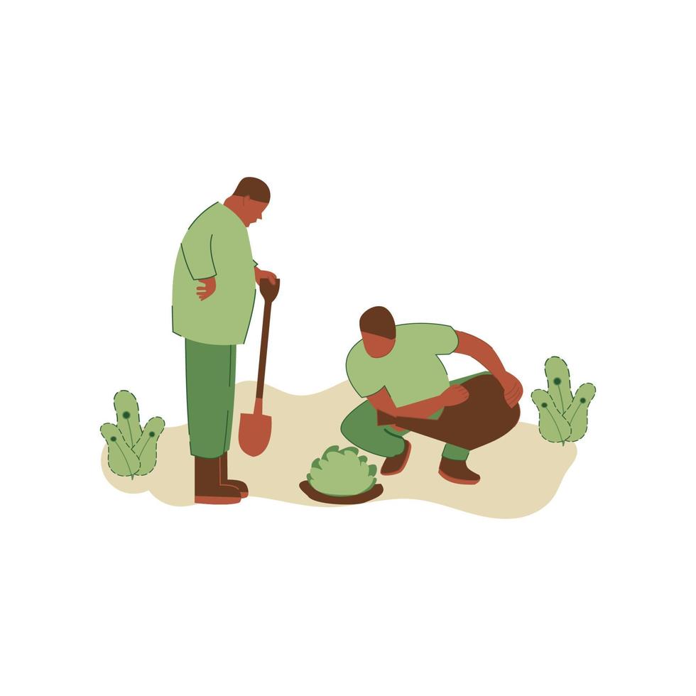 Vector illustration of people planting trees. concept of saving the earth. Ecology volunteering concept. Design for ecology activism