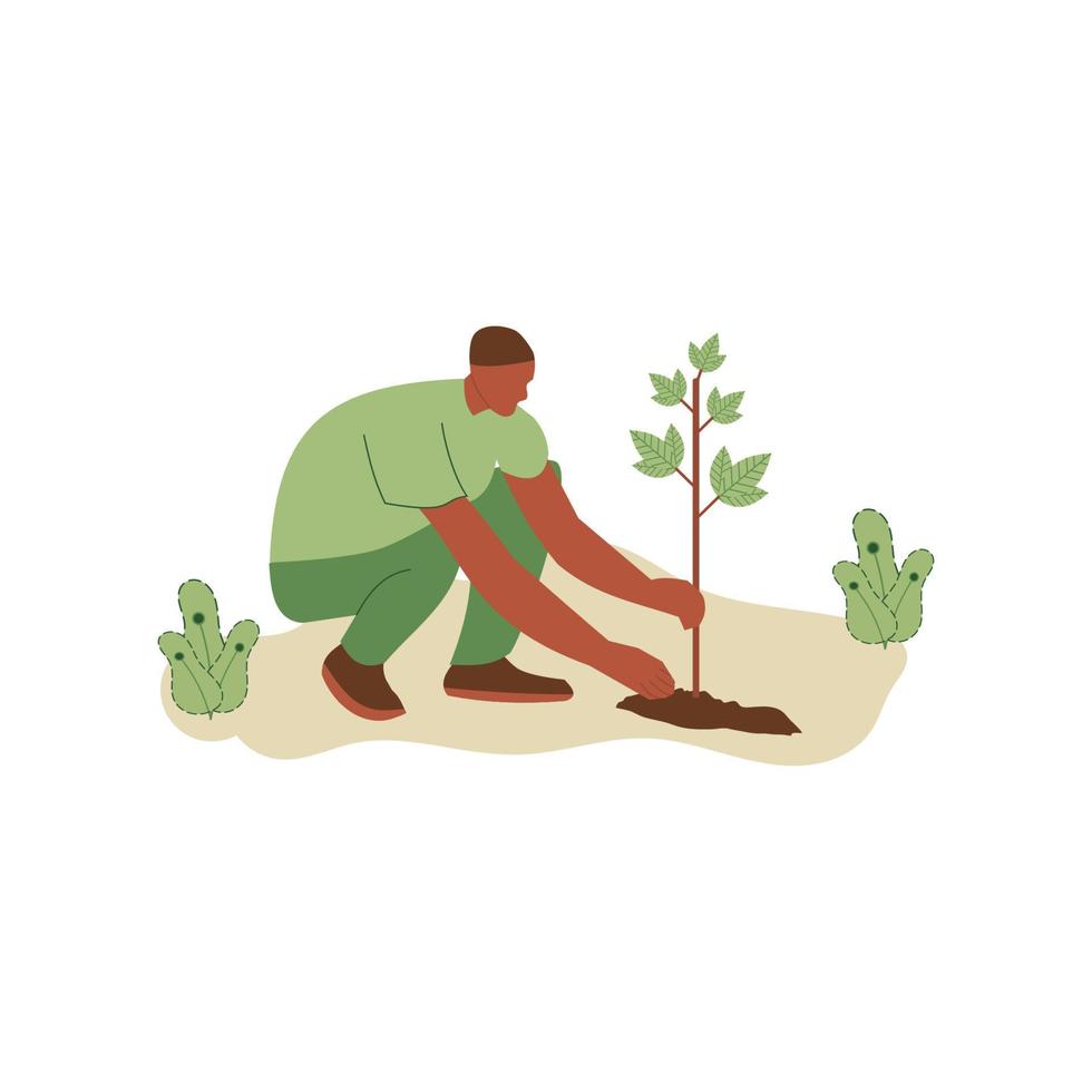 Vector illustration of people planting trees. concept of saving the earth. Ecology volunteering concept. Design for ecology activism