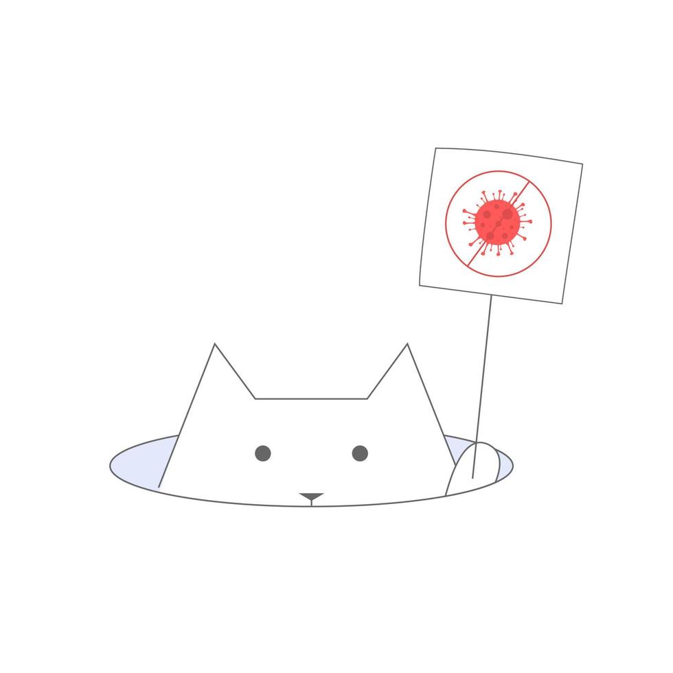 The cat protests against the covid bans. China protest concept vector