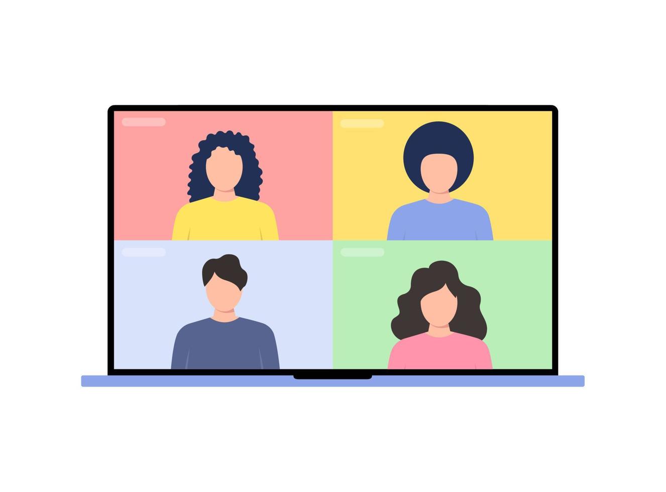 Girls talking on video call. Video call application illustration vector