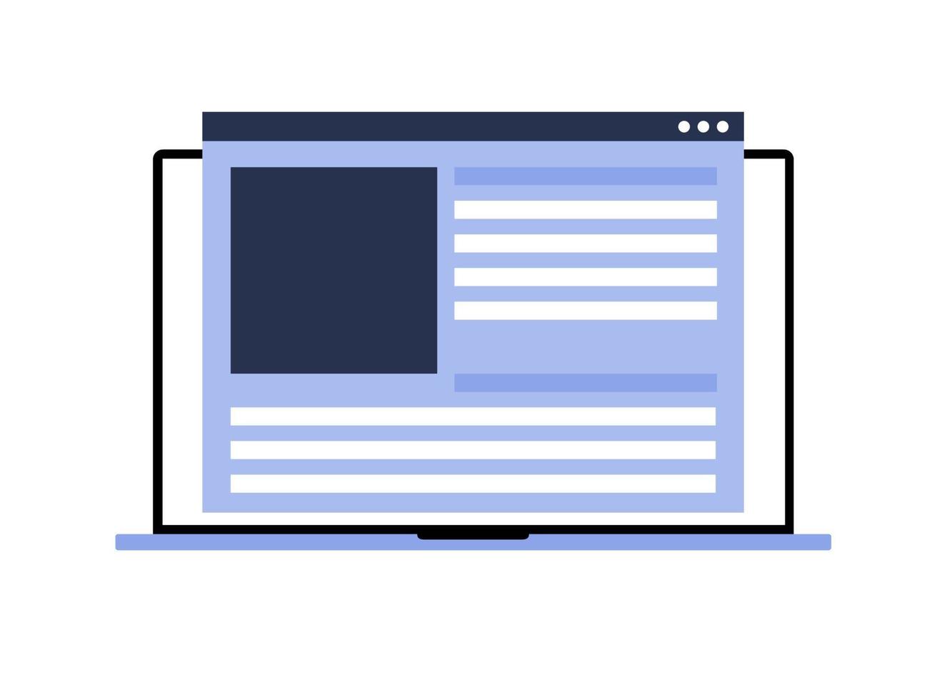 Social network news feed displayed on laptop laptop vector