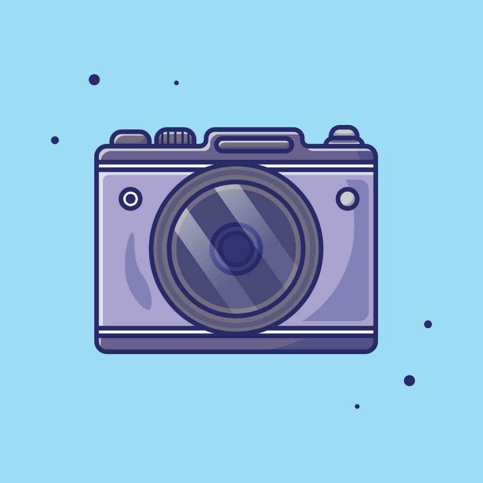 Cool Camera vector illustration. Isolated blue background. Cute cartoon illustration. Useful for digital element assets