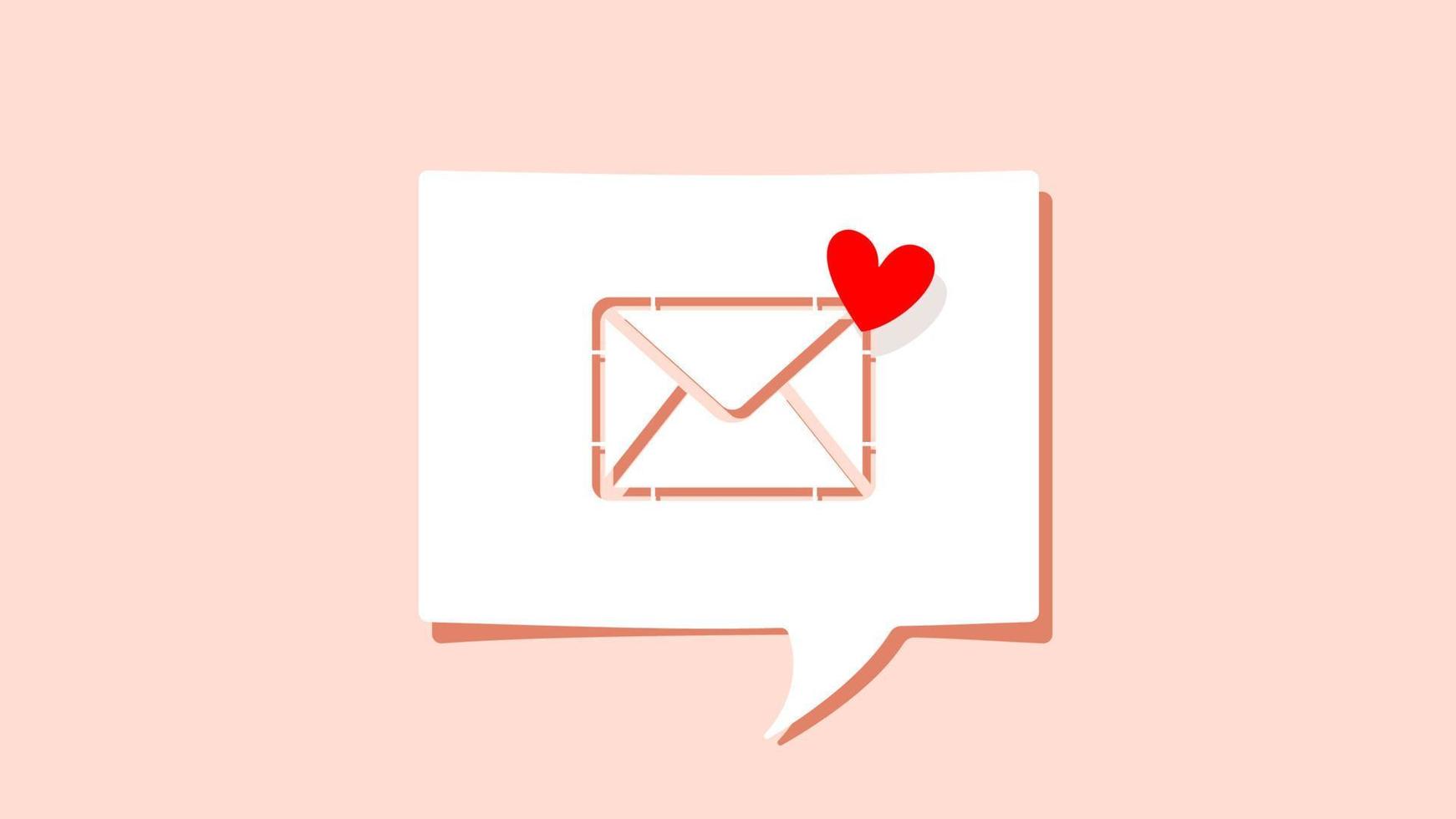 Love letter or email with Heart shape symbol on cutout white paper speech bubble on pink background. Love valentine day message concept. Vector illustration