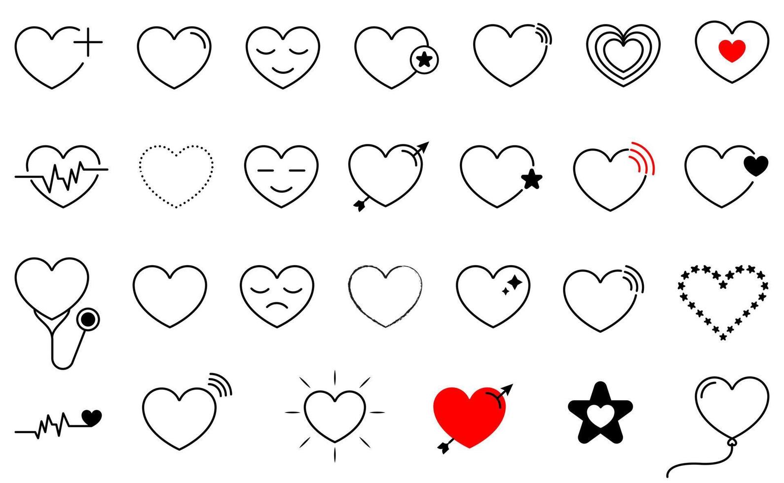 Heart shape icon set. Collection of heart symbol for love, health care. Love day valentine vector illustration